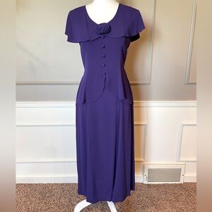 Vintage Jessica McClintock 5/6 purple 90s peplum purple prom formal dress rose